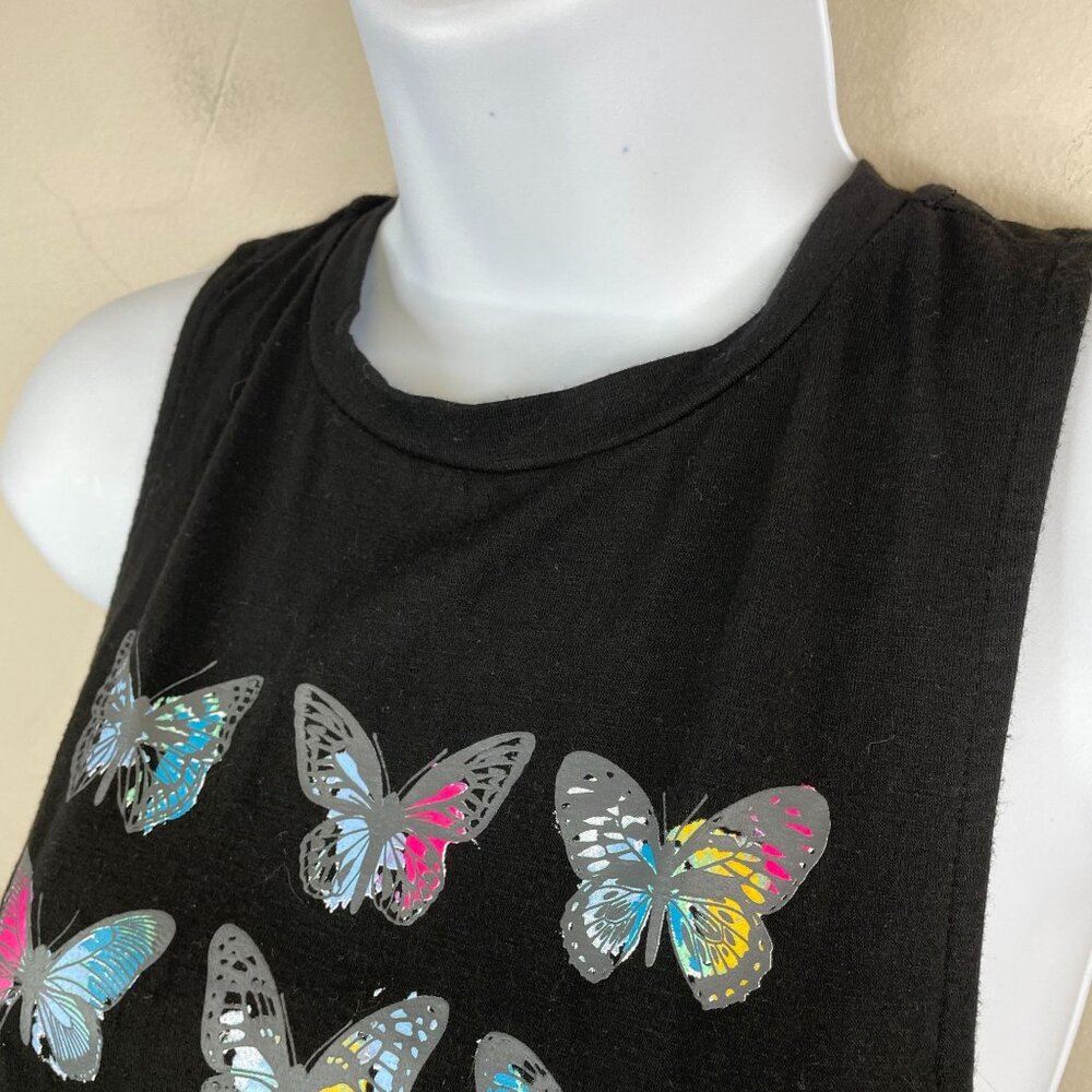 Boho Festival Top Womens Small Indie Ruched Butterfly Racerback Sleeveless Beach - Picture 8 of 13